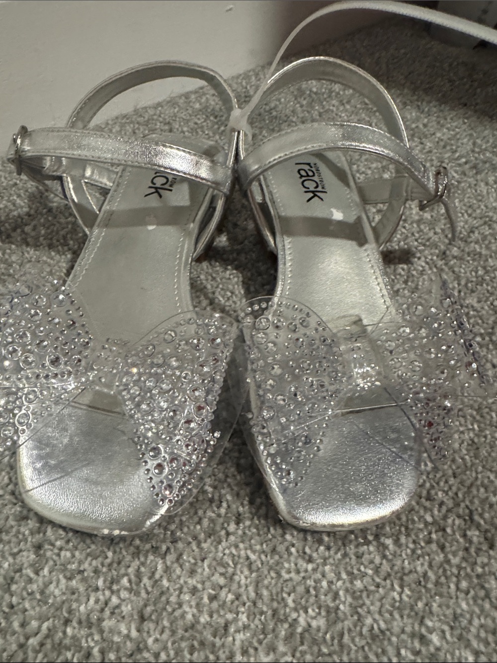 Nordstrom Rack Girls’ Samantha Clear Heel Sandals Sz 12